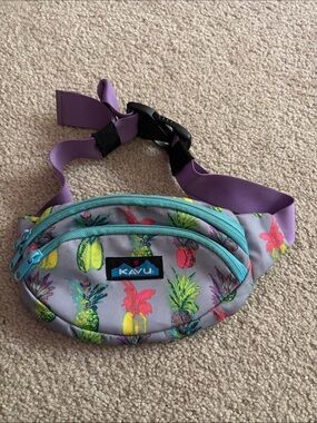 Kavu Pineapple Print Waist Pack in Purple and Teal